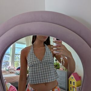 Cotton On Plaid Halter Neck Top Size 2